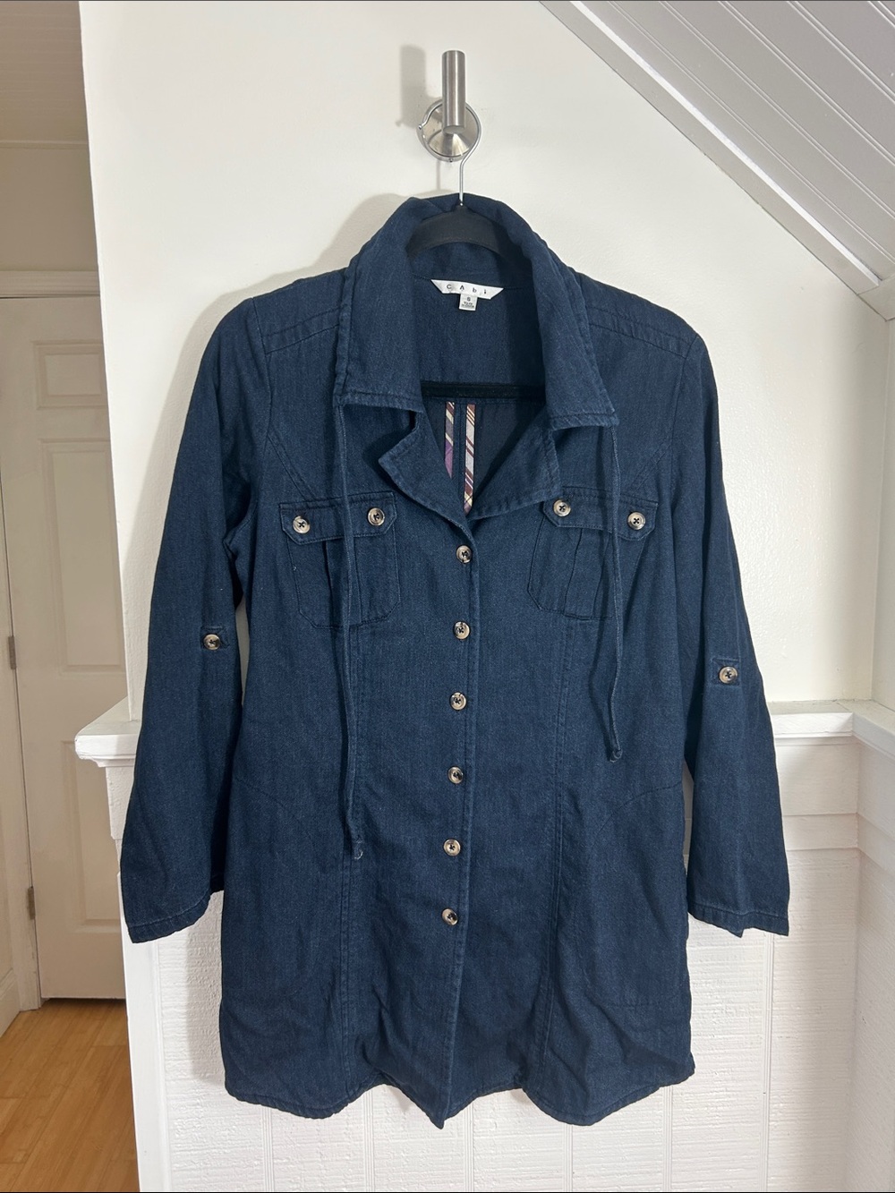 Cabi 340 Denim Chambray Tunic Jacket Top size Small - Picture 2 of 8